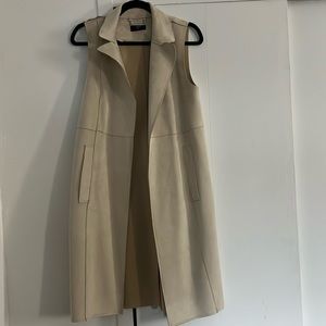 Tahari Beige Suede Long Vest